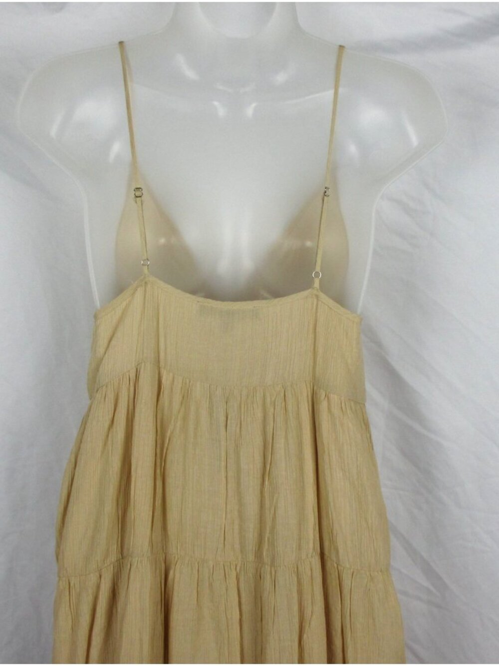 Lulus Tiered Maxi Dress Button Front & Spaghetti Straps Size S Buttercream Boho - Picture 7 of 7